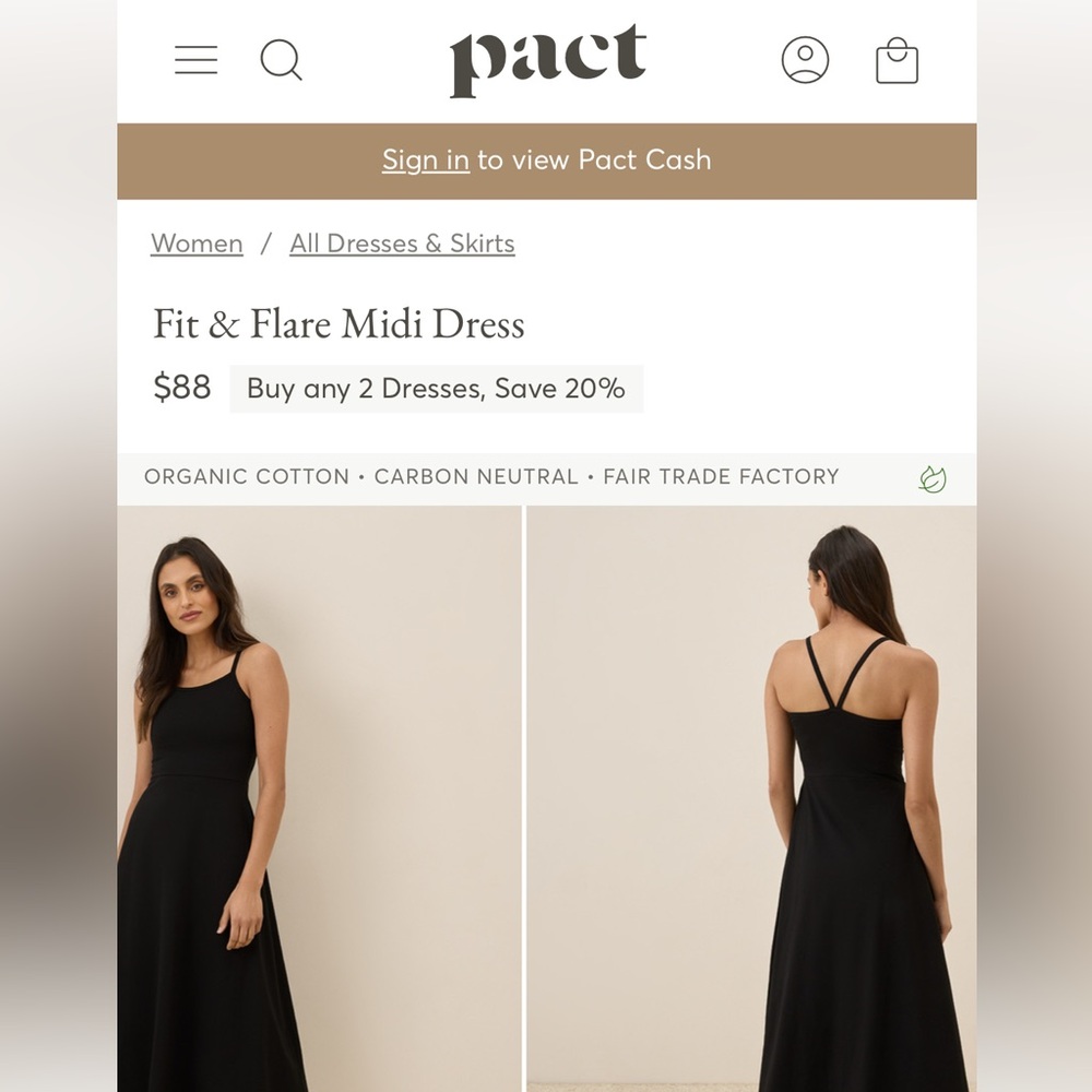 Pact Black Midi Dress 🖤